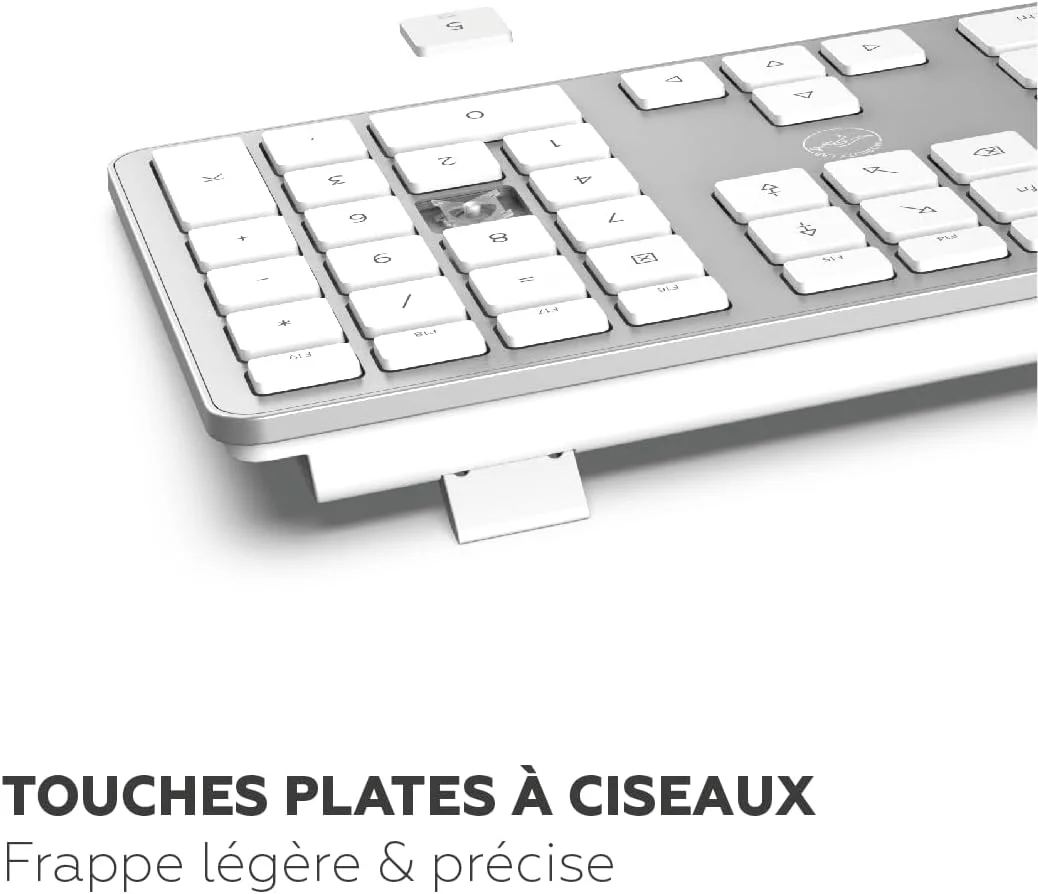Mobility Lab USB Clavier français AZERTY filaire pour Mac – blanc et argenté