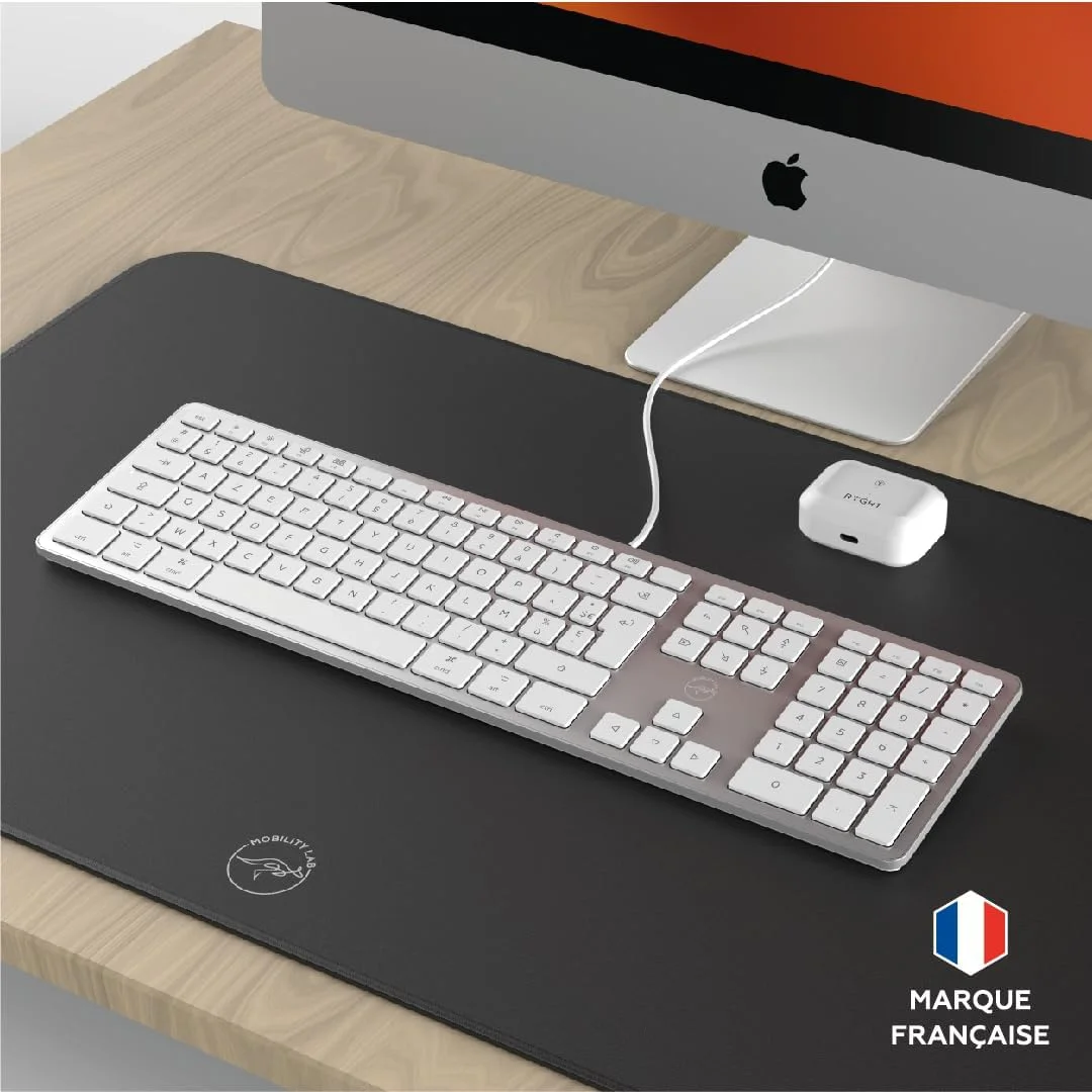 Mobility Lab USB Clavier français AZERTY filaire pour Mac – blanc et argenté