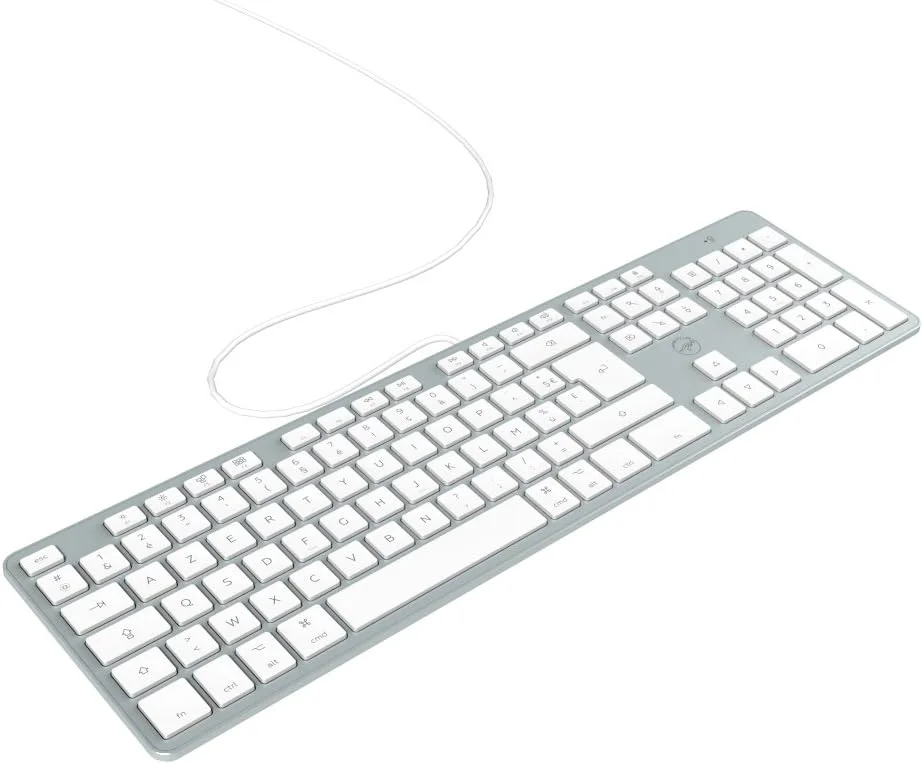 Mobility Lab USB Clavier français AZERTY filaire pour Mac – blanc et argenté