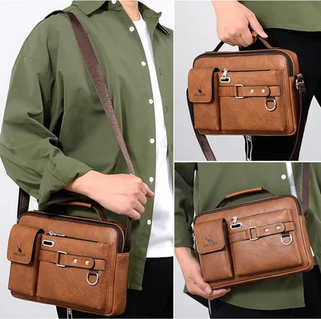 Leather Casual Crossbody Bag For Men