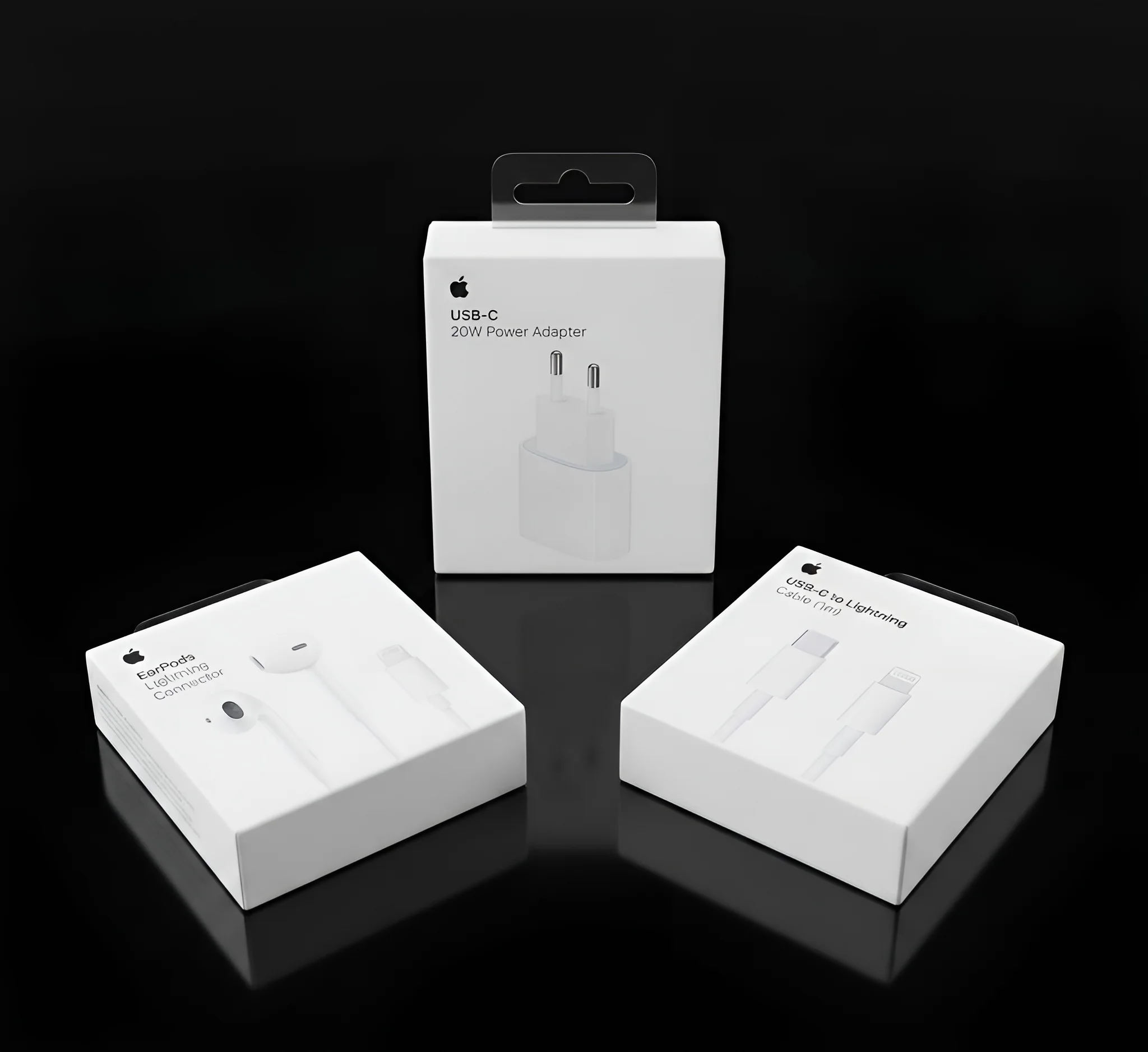 Adaptateur USB‑C 20W + Câble USB-C to Lightning (1 m) + EarPods connecteur Lightning (ORIGINAL 100%)