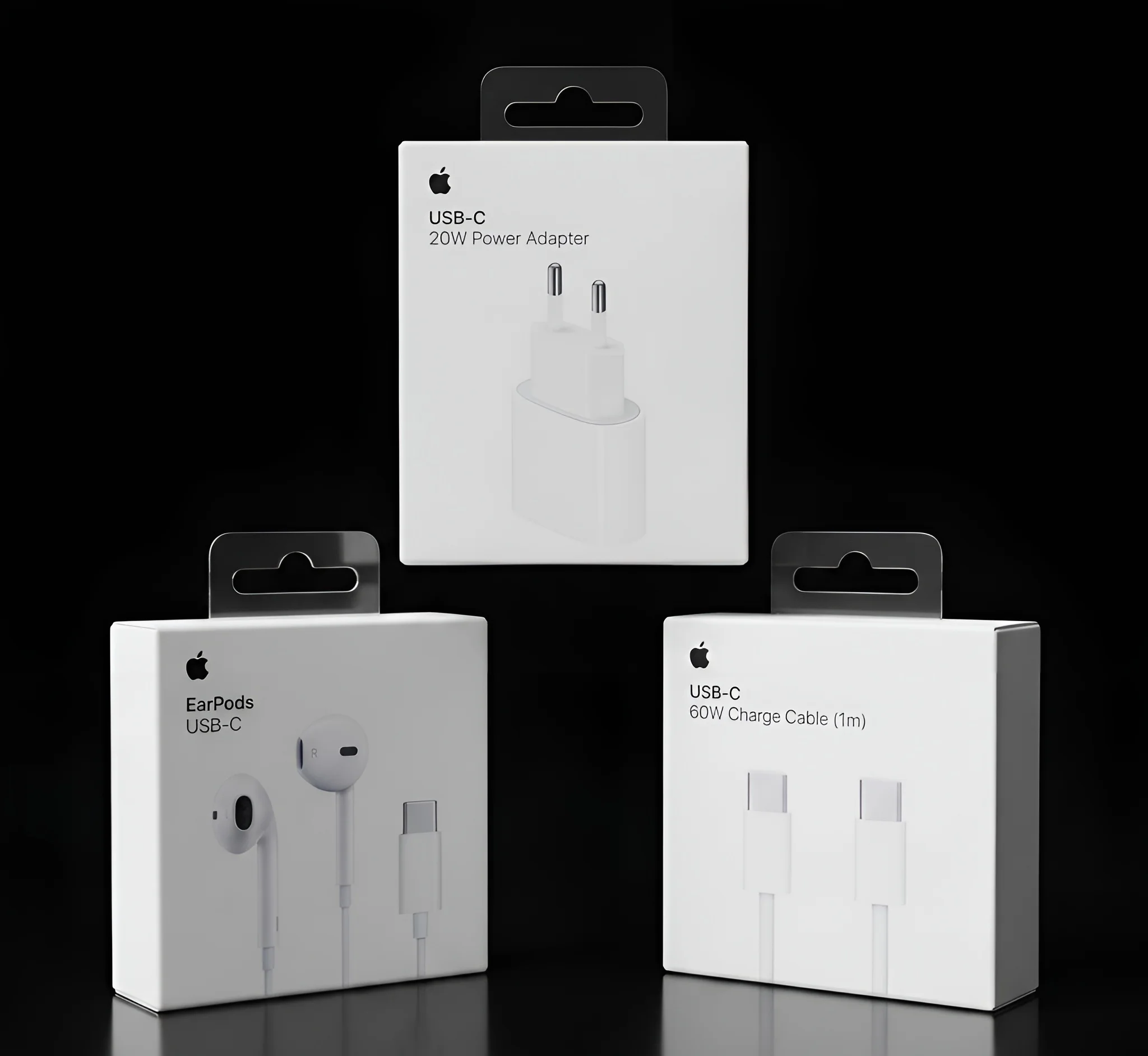 Adaptateur USB‑C 20W + Câble de charge USB‑C 60 W (1 m) + Apple EarPods USB-C (ORIGINAL 100%)