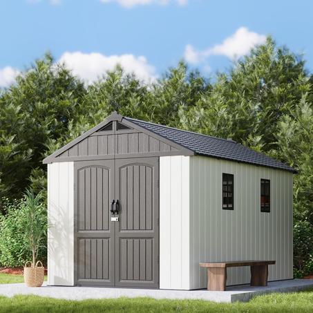 Patiowell 8 x 12 FT Plastic Outdoor Storage Shed with Floor
