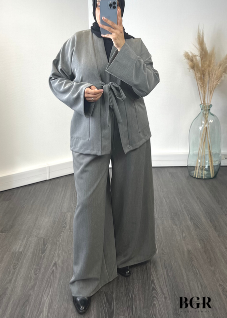 Ensemble Femme Veste Avec lien Et Pantalon Gris