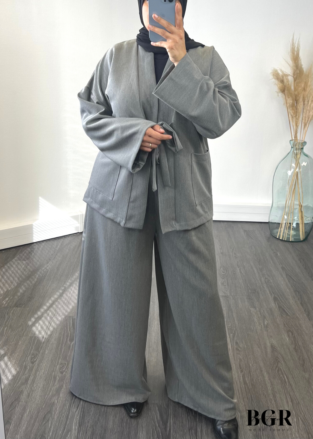 Ensemble Femme Veste Avec lien Et Pantalon Gris