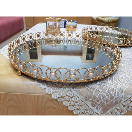 Plateau miroir dorée