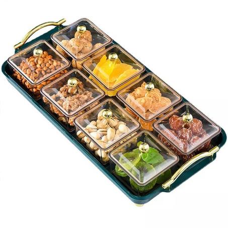 8بوله مربعه اكلاريك وصينيه بيد كبيره صينية تقديم المقرمشات والمكسرات والتسالي والفواكهه