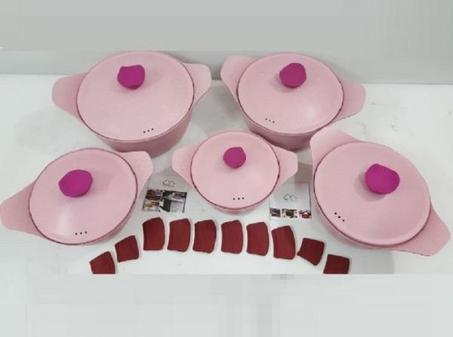 طقم اوانى جرانيت 20 قطعة موديل كورى تركى روز