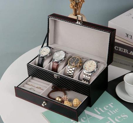 علبه لحفط الساعات 4خانه  مزوده بدرج مقسم للاكسسوارت وخانه للخواتم