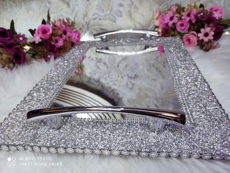 صنيه سلفر\دهبي مستطيل تحفة  مقاس 30×40سم