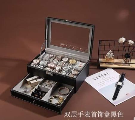علبه ساعات 12خانه للساعات ودرج مقسم لاكسسوار والحظاظات