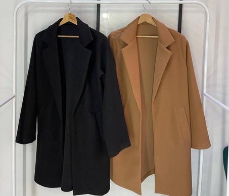 بالطو طويل الخامه جوخ تقيل ليكرا اسود وهافان المقاس وان سايز