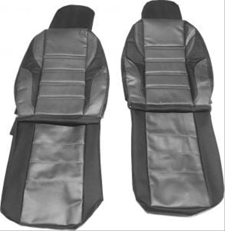 طقم فرش كامل لكراسي السياره جلد - 10قطع - رمادي / اسود