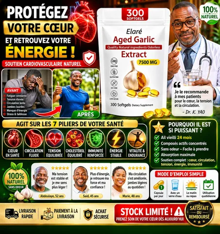 Aged garlic extract ✋ STOP AU CHOLESTÉROL & À LA TENSION ÉLEVÉE, CIRCULATION LENTE & FATIGUE – Soutien Cardiovasculaire & Vitalité Retrouvée Dès Aujourd’hui CI
