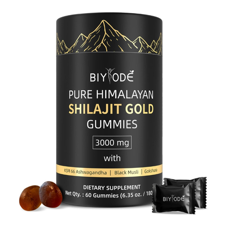 BIYODE Gummies (Bonbons Gélifiés) de Shilajit Pure de l'Himalaya - (60 Bonbons)