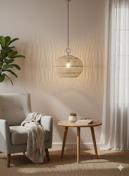 Panterest Handmade Woven Rattan Hanging Lamp – Natural Pendant Light
