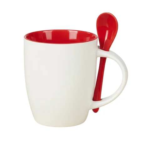 MUG AVEC CUILLIERE COLORE CERAMIQUE