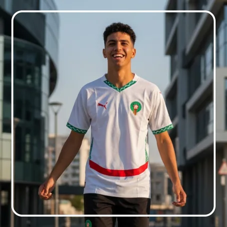 MAILLOT MAROC BLANC  PERSONALISABLE