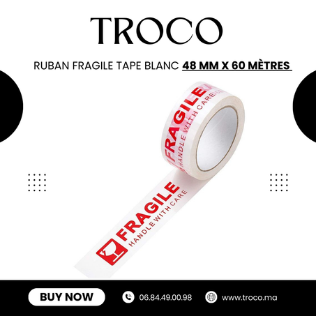 SCOTCH ADHESIF FRAGILE ROUGE