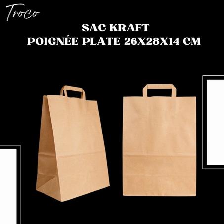 Pack 10 Sac Kraft poignées plate 26x28x14 cm