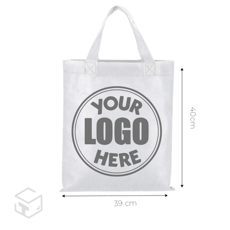 Sac non tissé Blanc à anse 39x40cm 100pcs