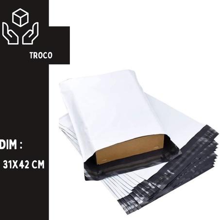 PACK 100 PIECES  MAILING BAG IMP BLANC 31x42 CM