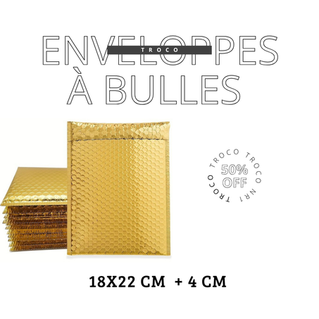 Enveloppes à bulles 18X22 CM+4CM GOLD