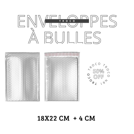 Enveloppes à bulles 18X22 CM+4CM SILVER