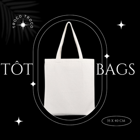 Tote Bag Noir Toile De Coton 35 x 40 cm
