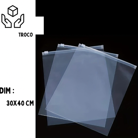 Zipper Bag Transparent Givré – 30x40cm