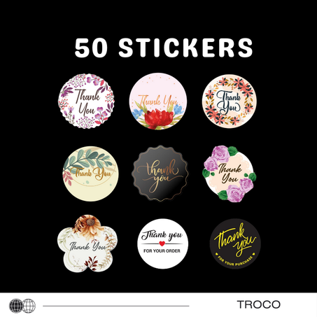 Rouleau 50 STICKERS THANK YOU