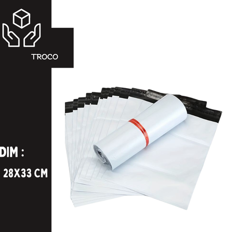 Mailing bag 100 unités blanc 28x33 + 4 cm