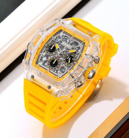 SKMEI 2305 MONTRE À QUARTZ POUR HOMME ÉTUI TRANSPARENT ÉTANCHE MONTRE ORIGINALE