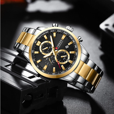 CURREN - Montre pour homme avec bracelet en acier, montre multifonction imperméable