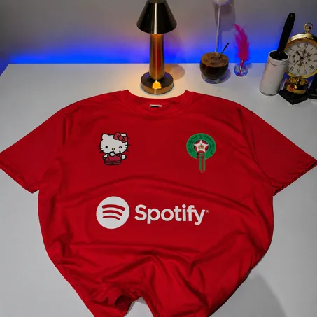 T-shirt rouge imprimé style musique & cartoon