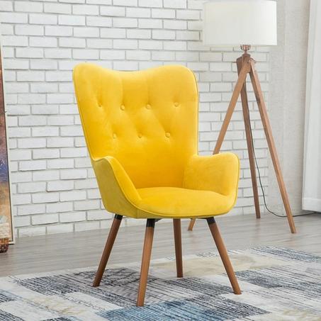 Living Room Single Accent Chair High Back Velvet Tufted Button