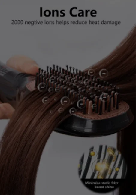 فرشاة استشوار الشعر ومجفف الشعر السيراميكي ومصفف الشعر 2 في 1 احترافي 1200 واط أسود/بيج
