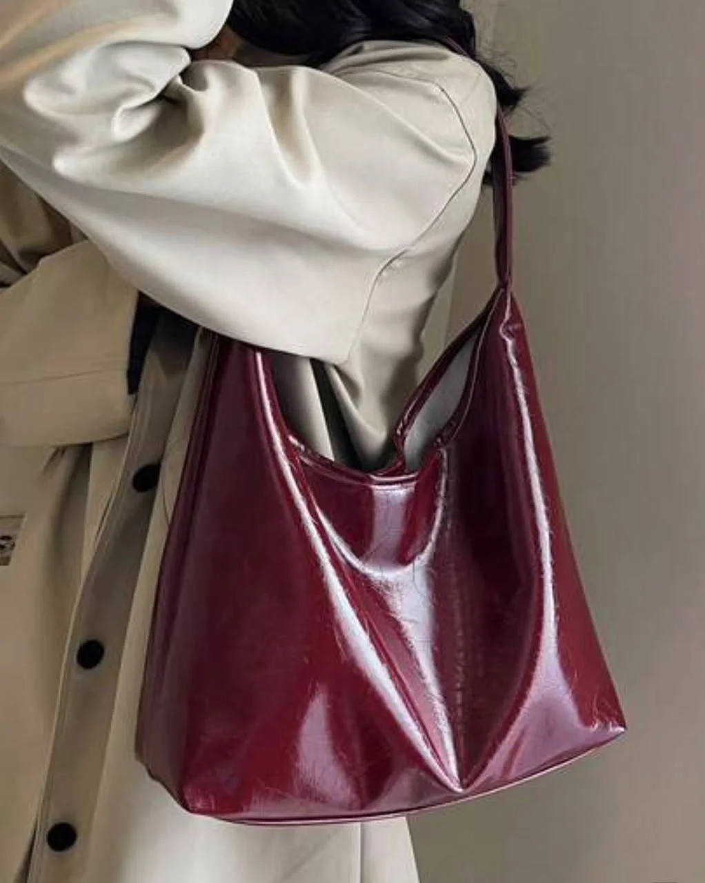 Sac Besace Cuir Bordeaux Vernis