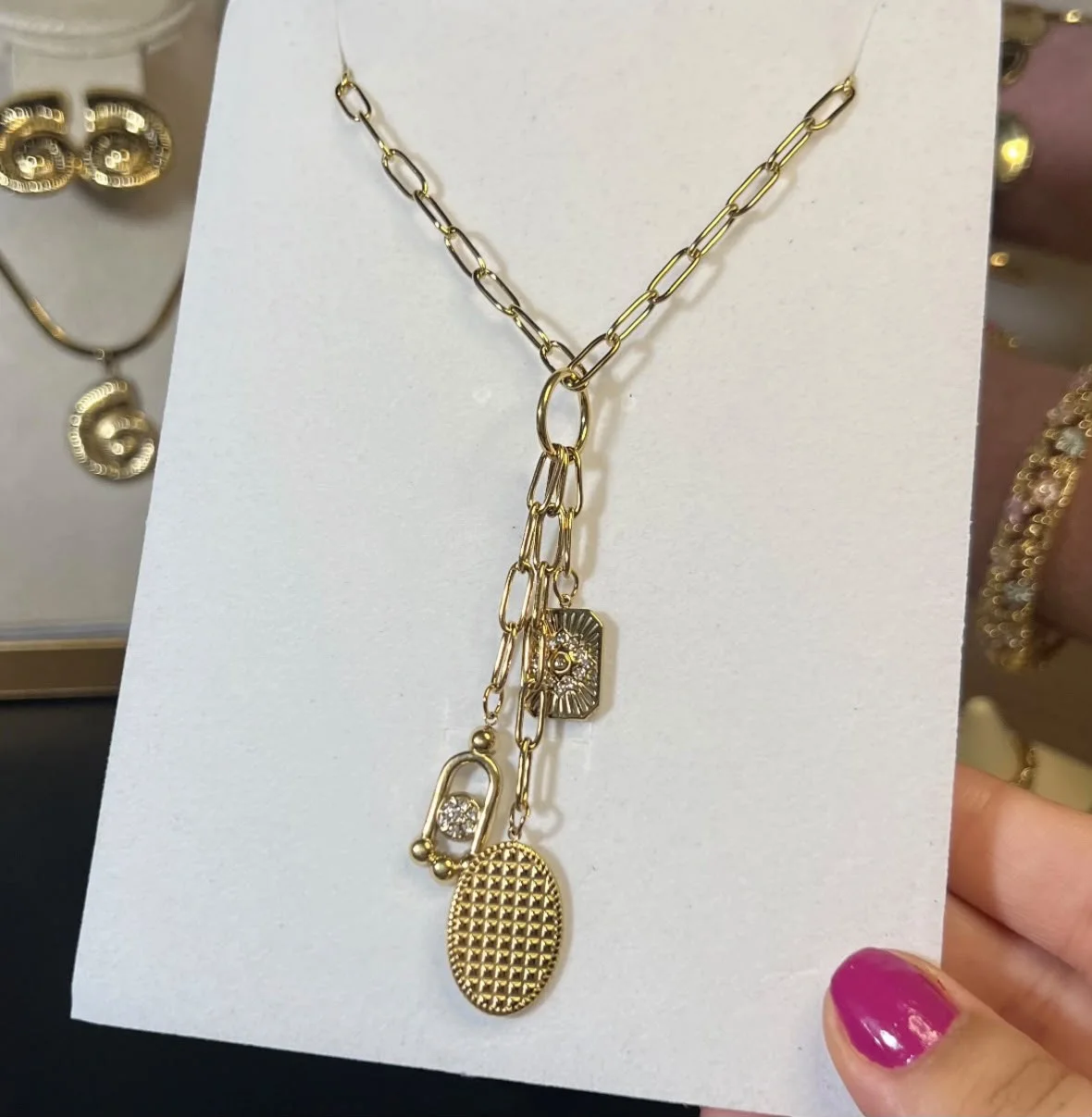 Collier Chaine Doree Charms Geometriques