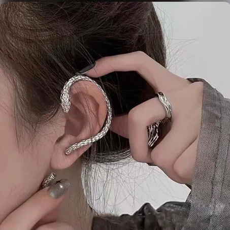 Set Bijoux Argentes Serpent Bague et Bijou d'Oreille