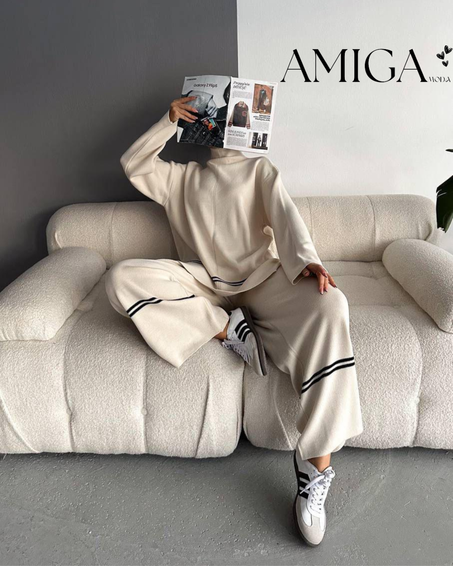 Ensemble en Tricot à Rayures