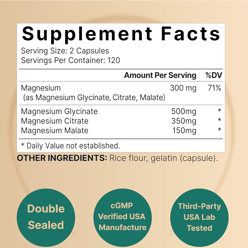 Triple Complex Magnesium Glycinate & Citrate & Malate