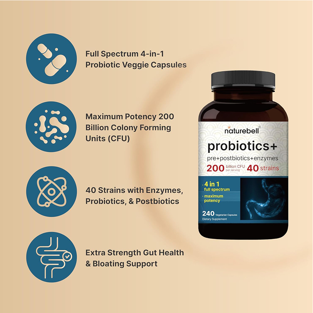 Probiotics 200 Billion CFU Per Serving | 240 Veggie Capsules