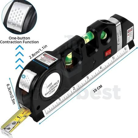 Niveau laser multi fonction de 2 axes et  3 mode + mètre de mesure