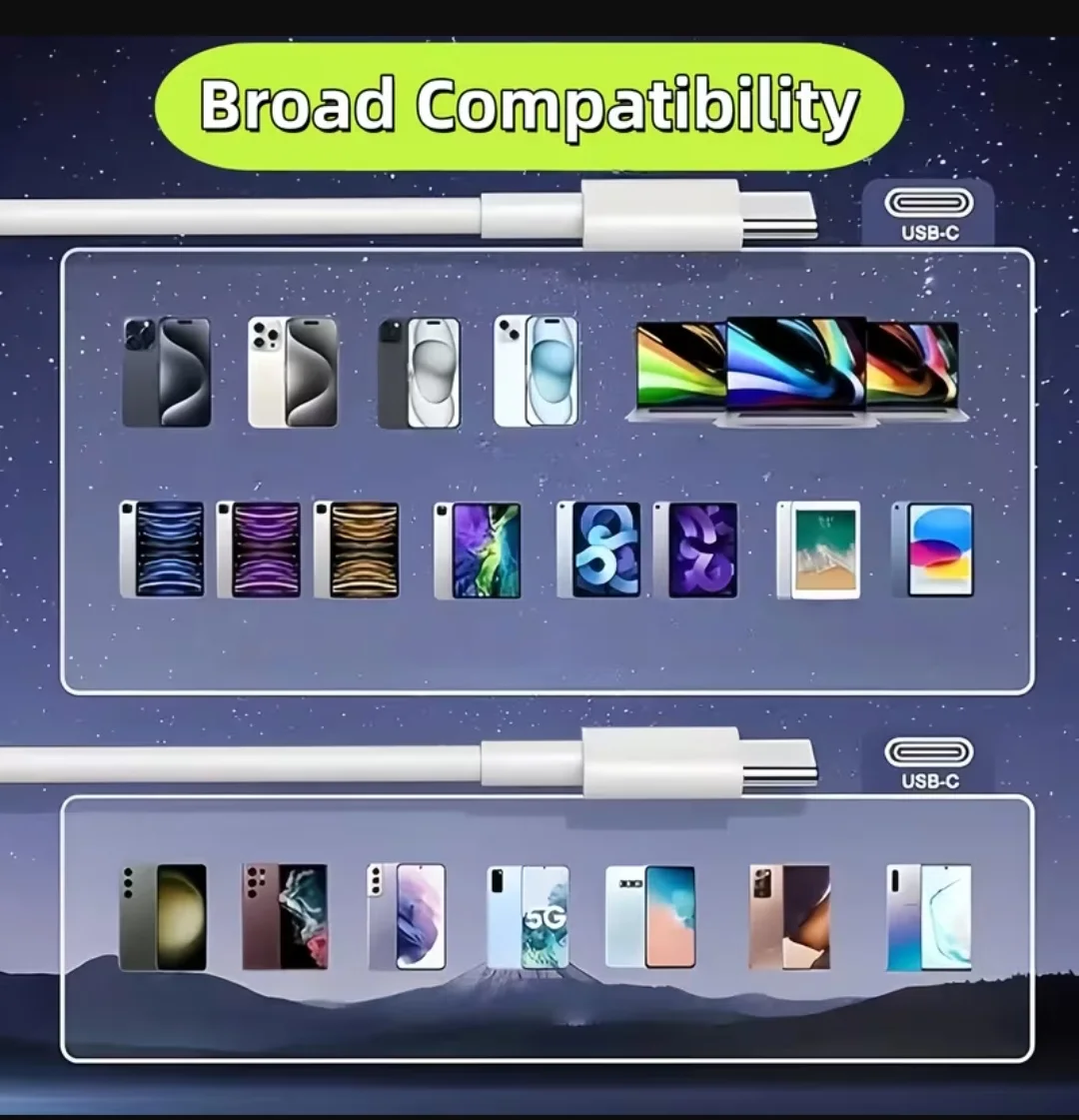 كابل بيانات USB Type-C، كابل شحن سريع مزدوج