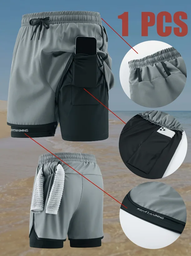 Short de sport Arion Gym Gris