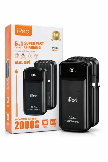 Power Bank iRed 20000mAh – 6 in 1 Fast Charging