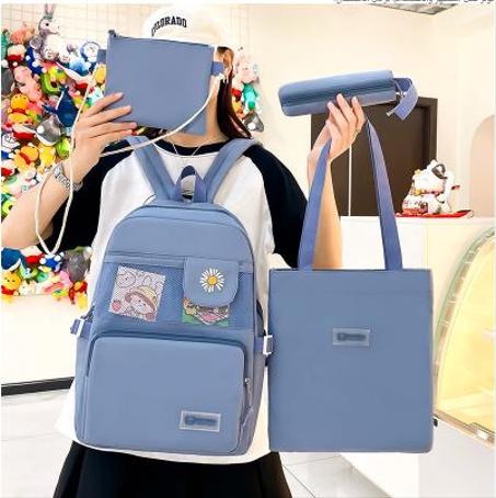 حقيبة الظهر المدرسية  الجديدة مكونة من 4 قطع