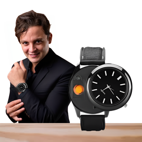 ساعة مع ولاعة سجائر