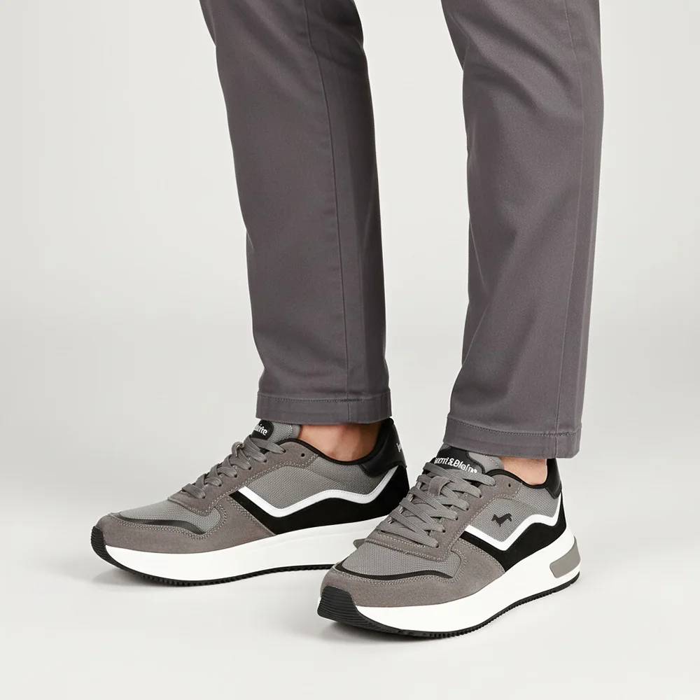 Harmont and Blaine Suede and Technical Fabric Sneakers